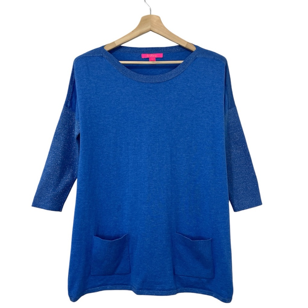 Lilly Pulitzer Cobo Sweater Heathered Coastal Blue Coolmax Size Medium M